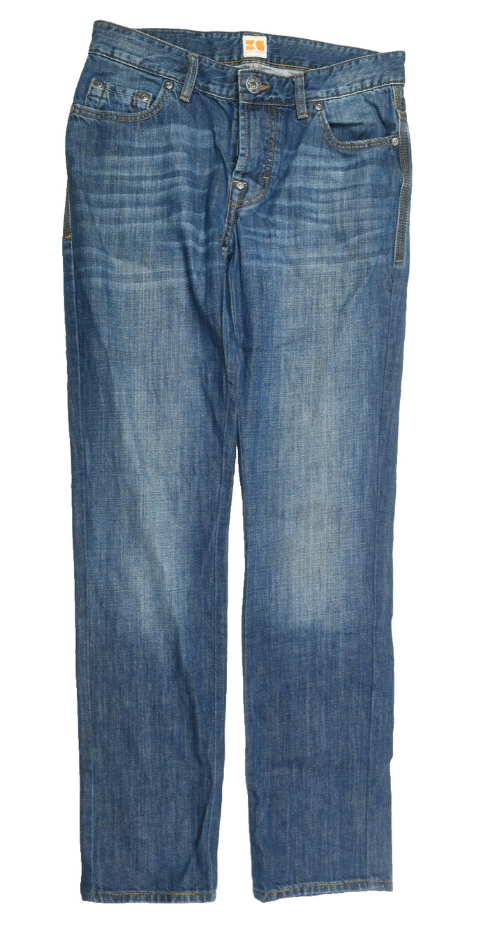 Hugo Boss Orange Label Jeans Mens 30x32 Blue Straight Leg Slim Fit Button-Fly
